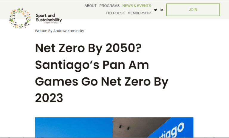 Net Zero By 2050? Santiago’s Pan Am Games